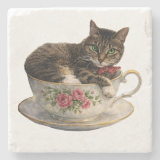 Dessous-de-verre En Pierre Tabby dans une tasse de thé