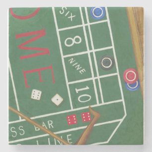 Dessous-de-verre En Pierre Table Casino Craps avec chips et dés