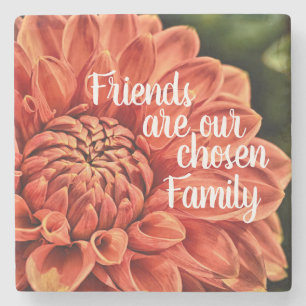 Dessous-de-verre En Pierre Tableau de Dahlia à Fleur Orange Amis Famille