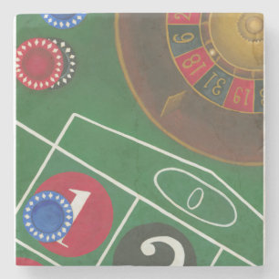 Dessous-de-verre En Pierre Tableau de roulette avec les puces et la roue