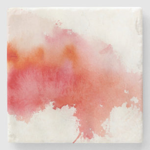 Dessous-de-verre En Pierre Tache rouge, peint à la main abstrait d'aquarelle