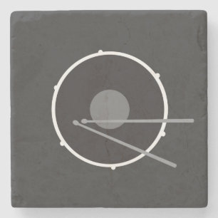 Dessous-de-verre En Pierre Tambour basse Noir et blanc Cool minimal