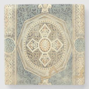 Dessous-de-verre En Pierre Tapisserie ornementale avec design géométrique orn