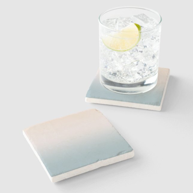 Dessous-de-verre En Pierre Teinture à carreaux bleu crème (Côté)