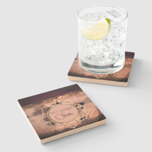 Dessous-de-verre En Pierre Teinture rose Blush OM Lotus Logo d'entreprise