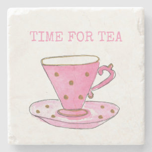 Dessous-de-verre En Pierre Temps mignon pour Tea Rose Aquarelle Tea