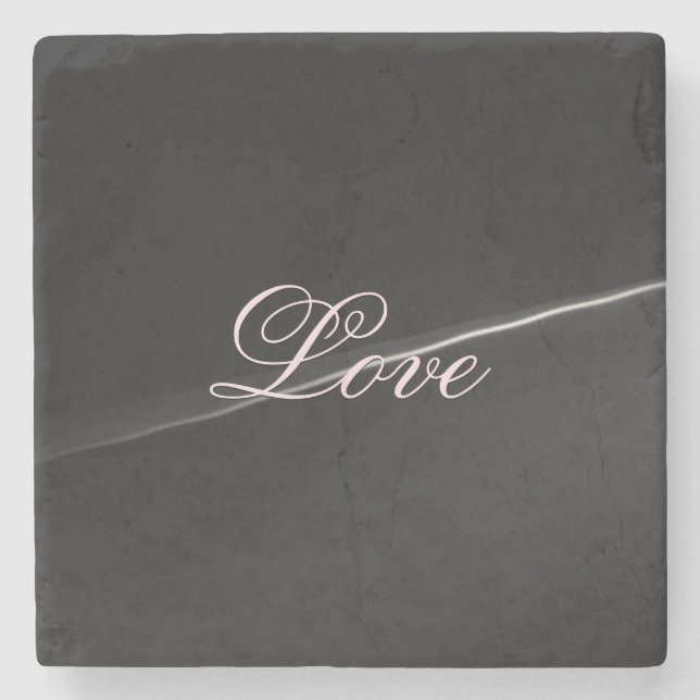 Dessous-de-verre En Pierre Tendance gris foncé Wave Love Mariage Calligraphie (Devant)