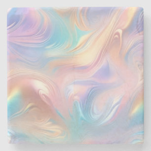 Dessous-de-verre En Pierre Tendance pastel rose bleu jaune abstrait vagues