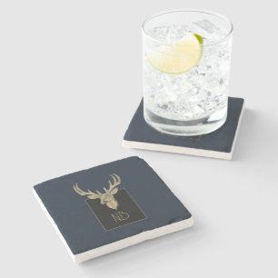 Dessous-de-verre En Pierre Tête de cerf en or