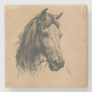 Dessous-de-verre En Pierre Tête de cheval (par Heywood Hardy)