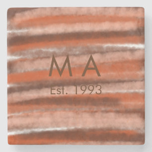 Dessous-de-verre En Pierre Texte de lettre de nom d'ajout bohème rustique mar