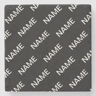Dessous-de-verre En Pierre Texte personnalisable   Bold Modern Black & White