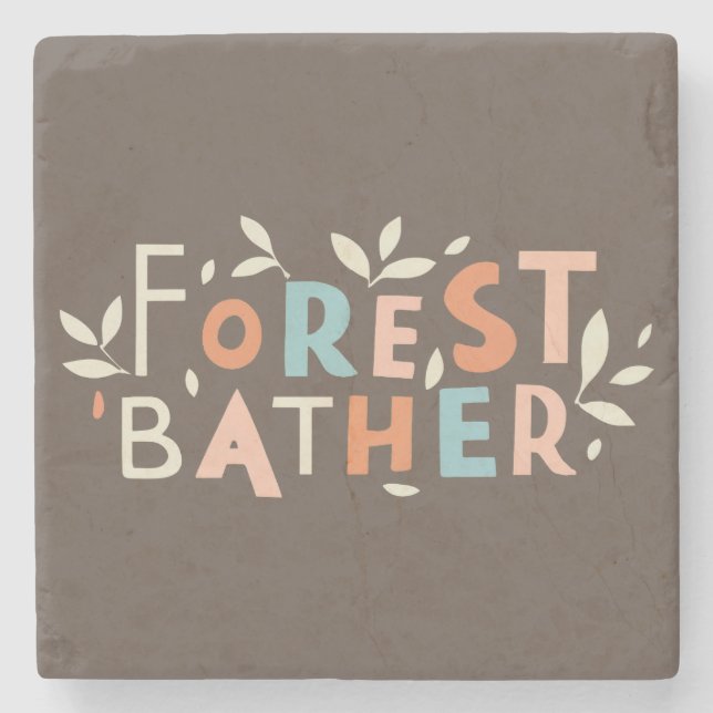 Dessous-de-verre En Pierre Texte personnalisé du segment de forêt (Devant)