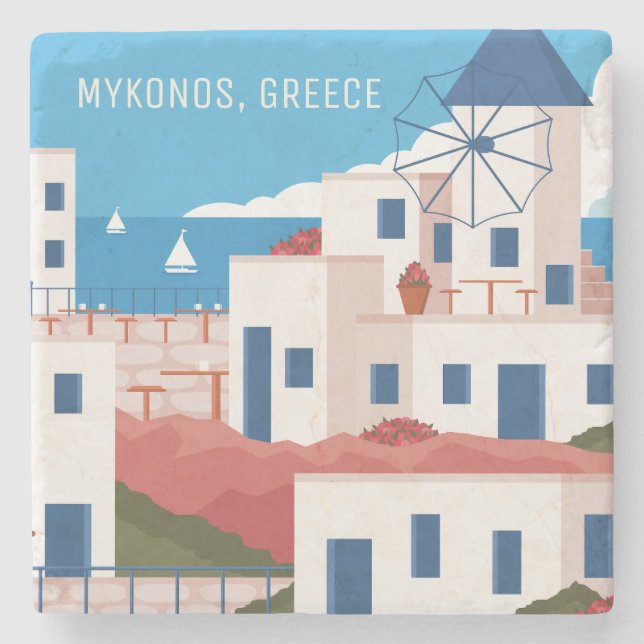 Dessous-de-verre En Pierre Texte personnalisé Mykonos Grèce (Devant)