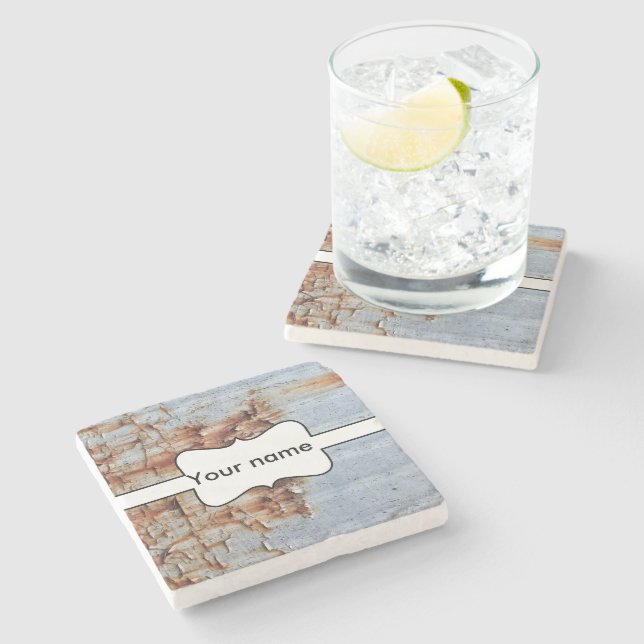 Dessous-de-verre En Pierre Texture de peinture d'épluchage (Côté)