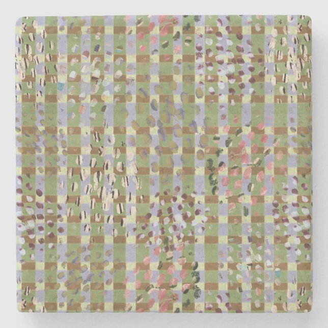 Dessous-de-verre En Pierre Textured Pointillism Grid Pattern Artwork (Devant)