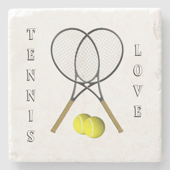 Dessous-de-verre En Pierre Thème de sport de tennis de doubles personnel (Devant)