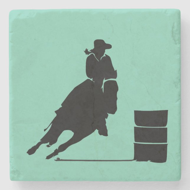 Dessous-de-verre En Pierre Thème Rodéo Cowgirl Barrel Racine Silhouette (Devant)