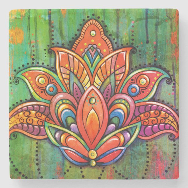 Dessous-de-verre En Pierre Tile de LOTUS Mandala (Devant)