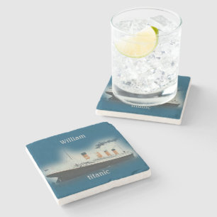 Dessous-de-verre En Pierre Titanic Vintage Ocean Liner Nom de la mer Navire