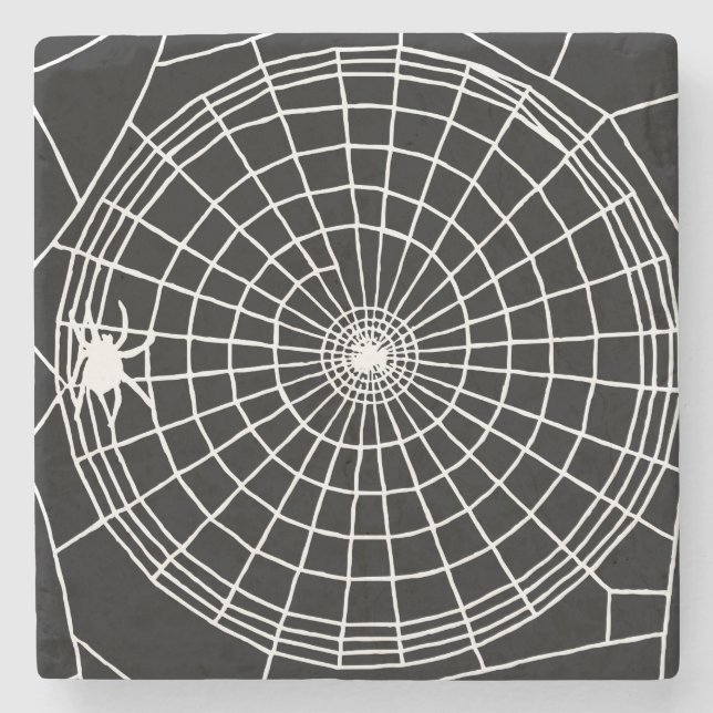 Dessous-de-verre En Pierre Toile d'araignée carrée, conception effrayante de (Devant)