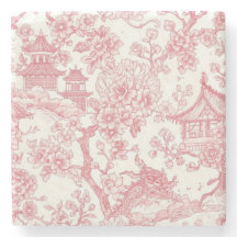 Toile de chinoiserie rose dragon fleur de cerisier