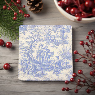 Dessous-de-verre En Pierre Toile de Jouy vintage arbre bleu Décor français