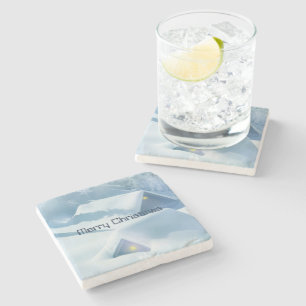 Dessous-de-verre En Pierre Toits couverts de neige scintillante