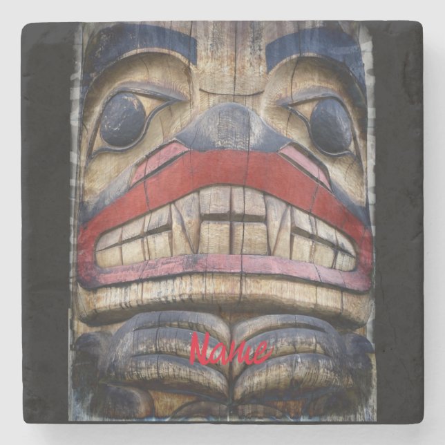 Dessous-de-verre En Pierre Tonnerre à visage totem (Devant)