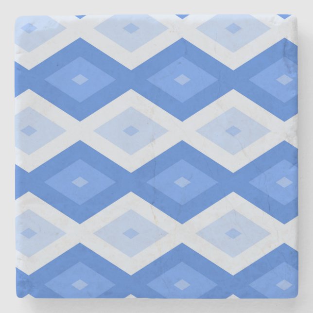 Dessous-de-verre En Pierre Tons de motif de diamant bleu (Devant)