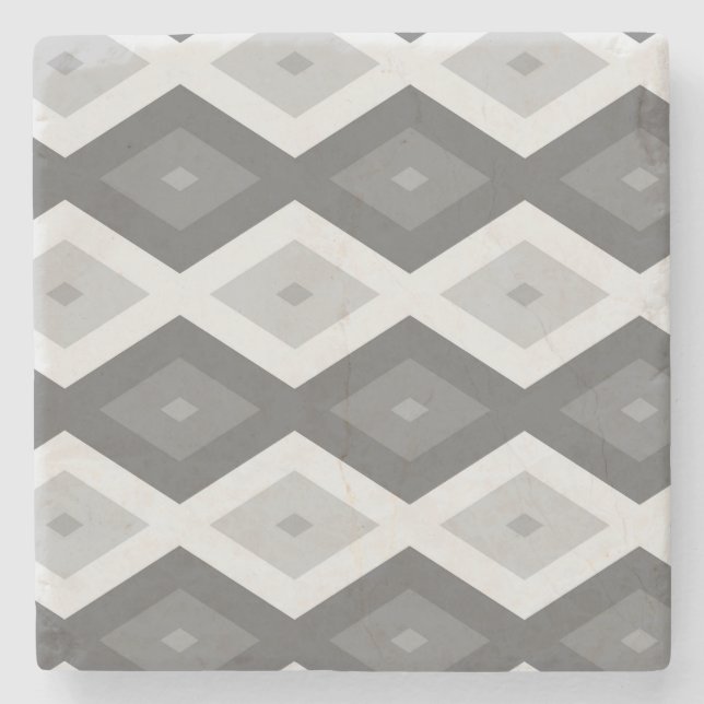 Dessous-de-verre En Pierre Tons de motif de diamant gris (Devant)