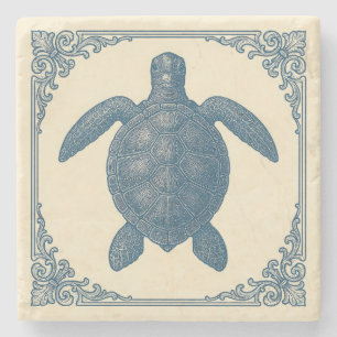 Dessous-de-verre En Pierre Tortue bleue marine vintage