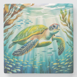 Dessous-de-verre En Pierre Tortue peinte