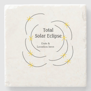 Dessous-de-verre En Pierre Total éclipse solaire ajouter la date emplacement 