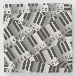 Dessous-de-verre En Pierre Touches de piano noir et blanc