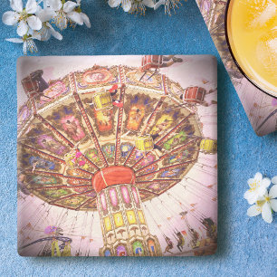 Dessous-de-verre En Pierre Tour de balançoire rose carnaval en gras vintage r