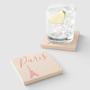 Dessous-de-verre En Pierre Tour Eiffel Rose de Paris en Pierre Cadeau de Dess