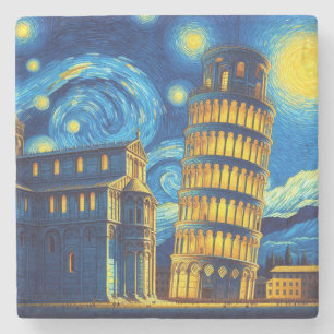 Dessous-de-verre En Pierre Tour Starry Night Leaning De Pise Italie