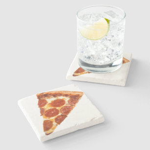 Dessous-de-verre En Pierre Tranche de pizza pepperoni classique de SlipperyJo