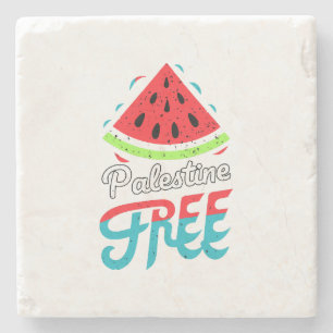 Dessous-de-verre En Pierre Tranches paisibles Watermelon Free Palestine - Sou