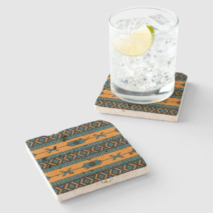 Dessous-de-verre En Pierre Travertin aztèque tribal de motif de sud-ouest