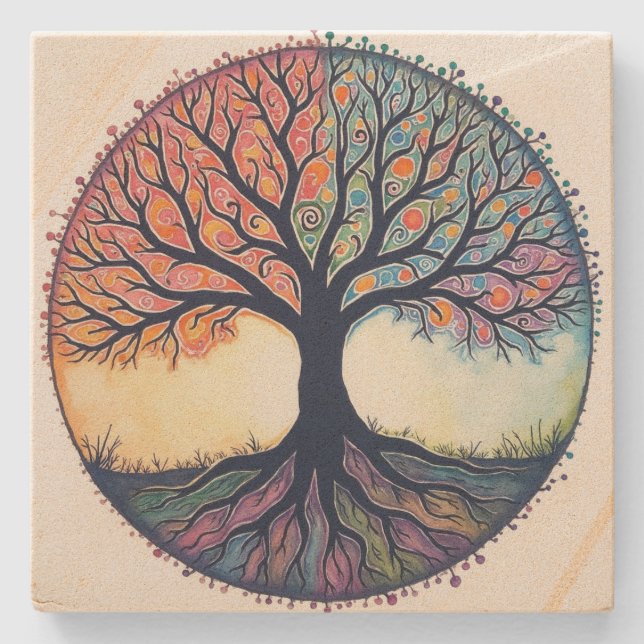 Dessous-de-verre En Pierre Tree of Life (Devant)