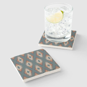 Dessous-de-verre En Pierre Trendy Turquoise bleu orange foncé gris Brown Art 