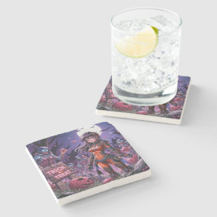 Dessous-de-verre En Pierre Trick ou traiter Halloween Zombies distribuer le c