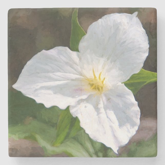 Dessous-de-verre En Pierre Trillium blanc (Devant)