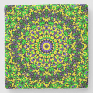 Dessous-de-verre En Pierre Trippy Super rétro Hippie coloré Mandala Art