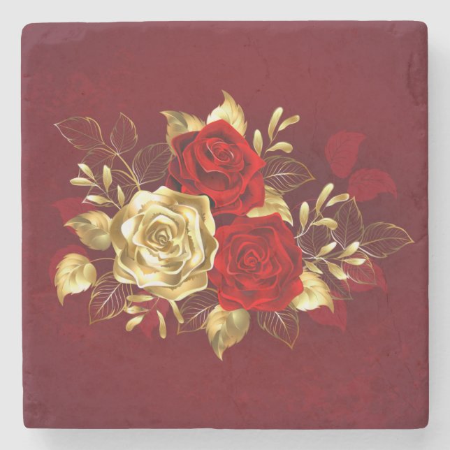 Dessous-de-verre En Pierre Trois Roses de bijoux (Devant)