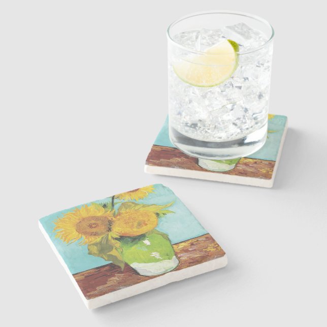 Dessous-de-verre En Pierre Trois tournfleurs | Vincent van Gogh (Côté)