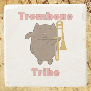 Dessous-de-verre En Pierre Trombone Tribe Kawaii Kitty Cat Lettres Roses