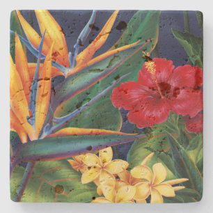 Dessous-de-verre En Pierre Tropical Paradise Hawaiian Stone Tiki Bar Dessous 